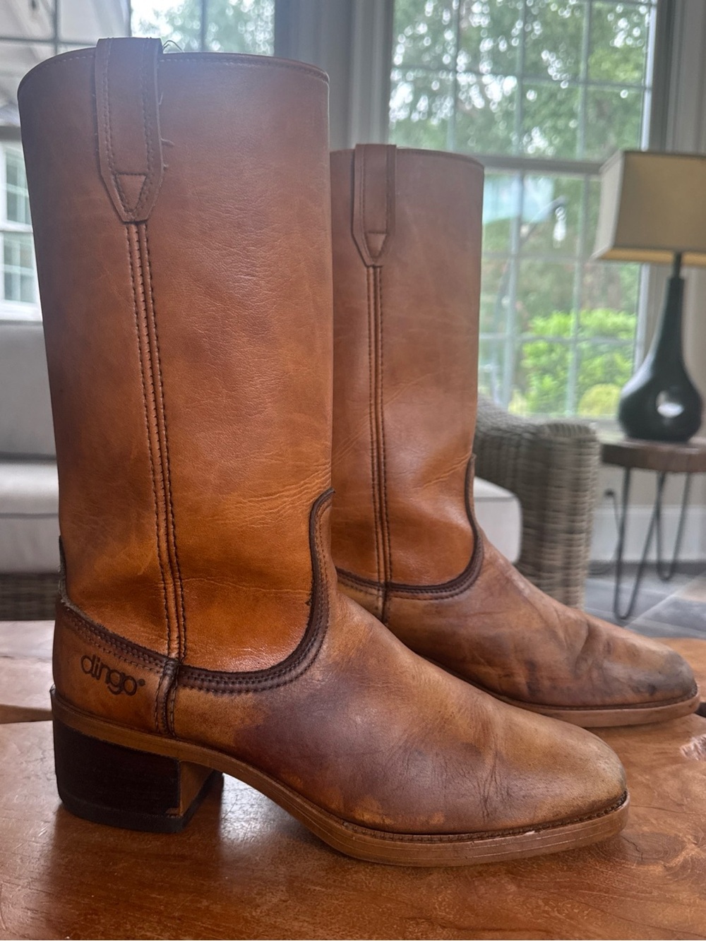 Vintage Dingo Acme Campus Boots Brown Leather Mens Size 8.5 D Women 10 Western